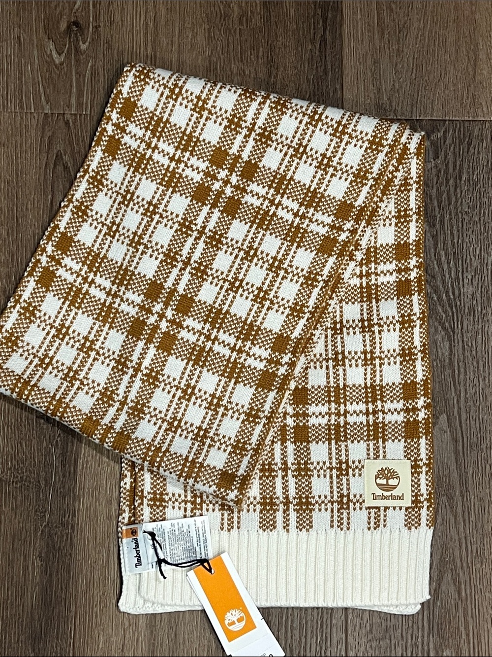 Host Pick 🎉 Timberland Cream and Mustard Plaid Knit Scarf